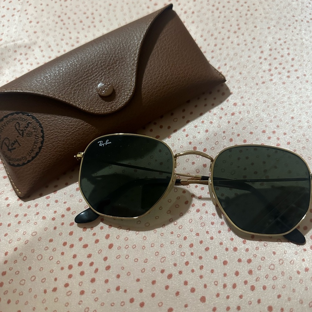 Ray-Ban Gold and Green Sunglasses